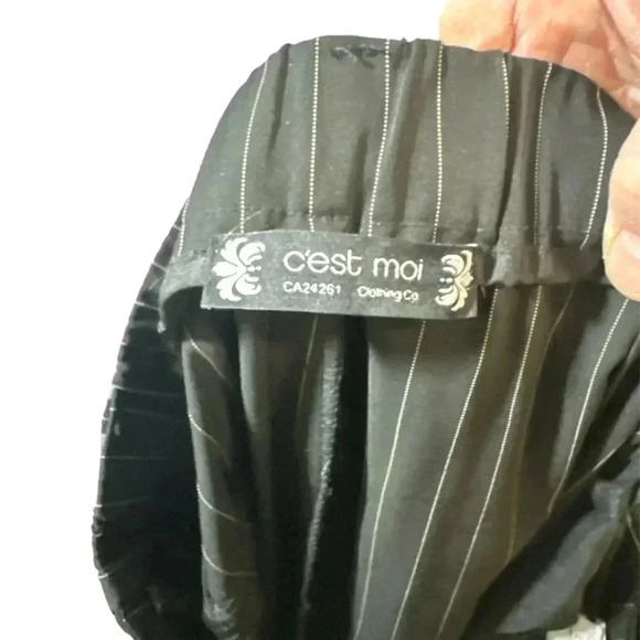 3/$20. Trousers C’est Moi pants woman’s stripe wide leg sm black palazzo style - Picture 4 of 7